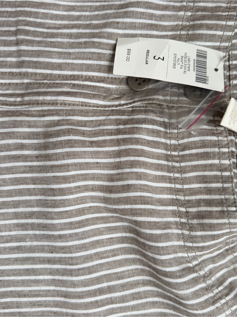 New Chico’s size 3 Lightweight Striped Wide-Leg Linen Pants Trousers - Picture 8 of 8